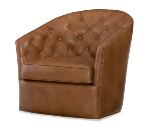 Seaworth Transitional Swivel Accent Chair with Tufted Back