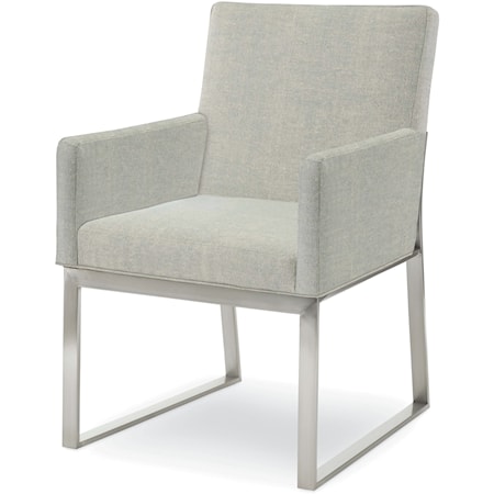 Iris Contemporary Stainless Steel Upholstered Dining Arm Chair