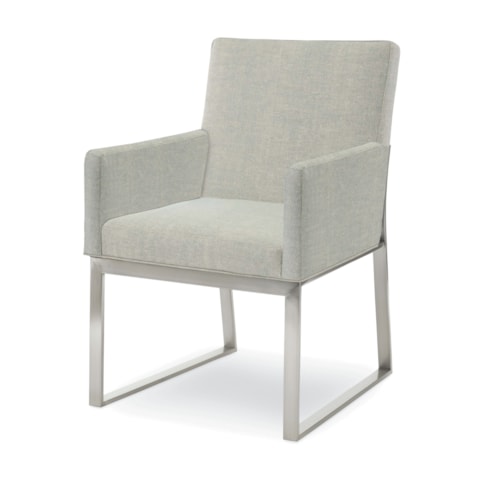 Iris Contemporary Stainless Steel Upholstered Dining Arm Chair