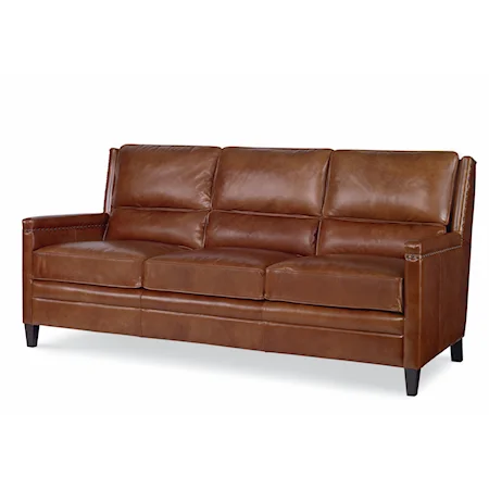 Bernard Transitional Leather Sofa with Tapered Legs