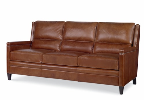 Bernard Transitional Leather Sofa with Tapered Legs