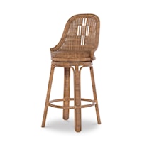 Transitional Swivel Barstool with Wicker Seat