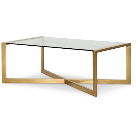 Lyndon Contemporary Cocktail Table with Brass Base