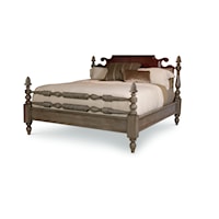 Traditional Lakehouse King Bed with Upholstered Headboard