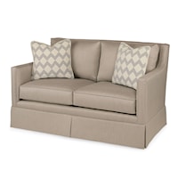 Contemporary Del Rio Skirted Love Seat with Slope Arms