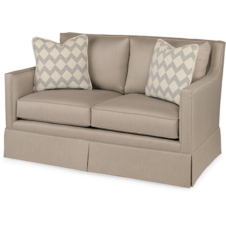 Contemporary Del Rio Skirted Love Seat with Slope Arms