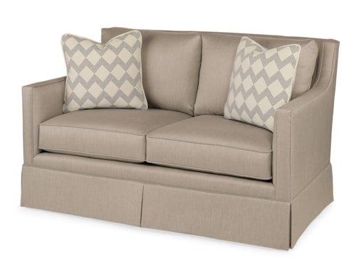 Contemporary Del Rio Skirted Love Seat with Slope Arms