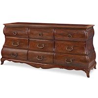 Marbella Traditional 9-Drawer Triple Dresser with Metal Drawer Pulls