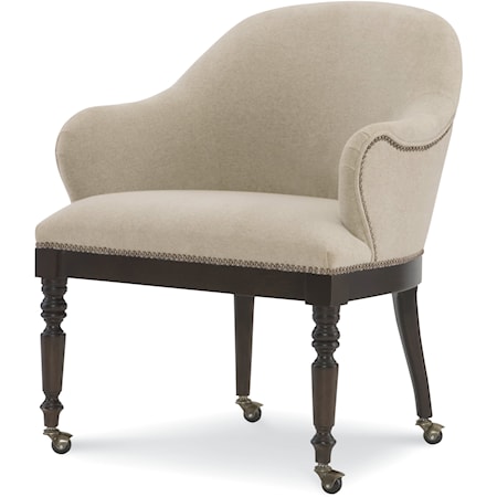 Gentleman's Transitional Game Accent Chair with Casters