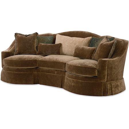 Traditional Camel-Back Conversational Sofa with Skirted Base