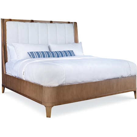 Contemporary Upholstered Wood Bed - Queen