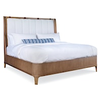 Contemporary Upholstered Wood Panel Bed - California King