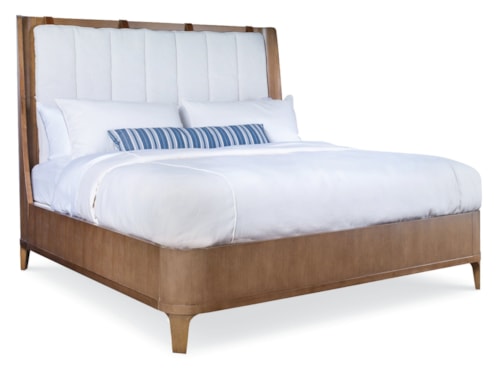 Contemporary Upholstered Wood Bed - Queen