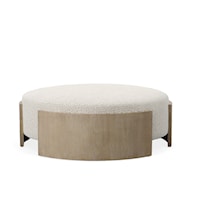 Lunar Contemporary Round Walnut Ottoman