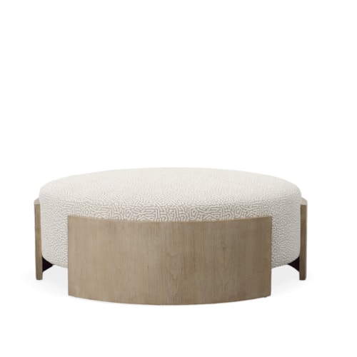 Lunar Contemporary Round Walnut Ottoman