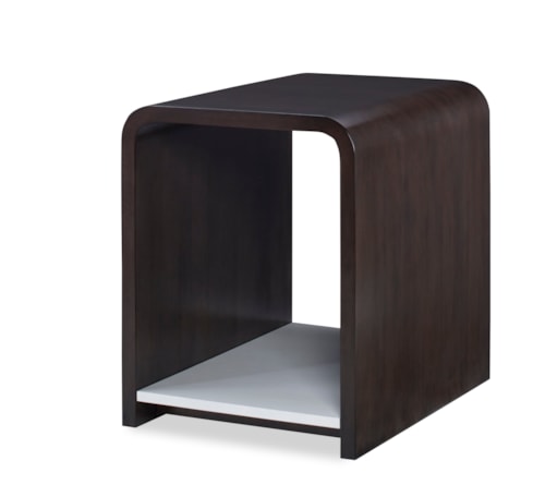 Mid-Century Modern Chairside Table with Curved Edges