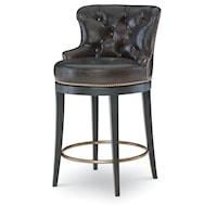 Forte Transitional Swivel Counter Stool with Tufting and Nailhead Trim
