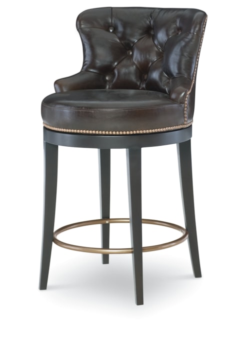 Forte Transitional Swivel Counter Stool with Tufting and Nailhead Trim
