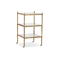 Gold Glam Chairside Table with Glass Shelves