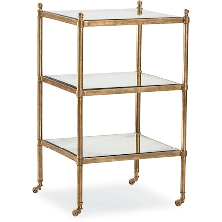 Gold Glam Chairside Table with Glass Shelves