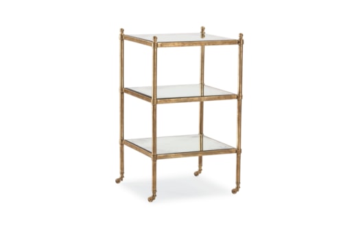 Gold Glam Chairside Table with Glass Shelves