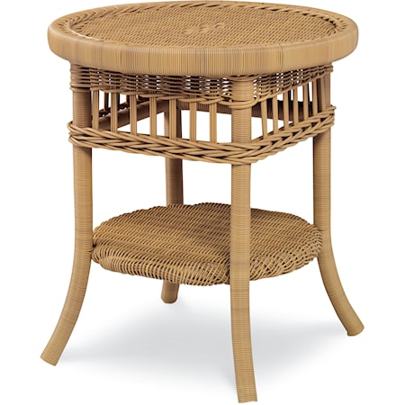 Mainland Wicker Side Table W/ Tempered Glass