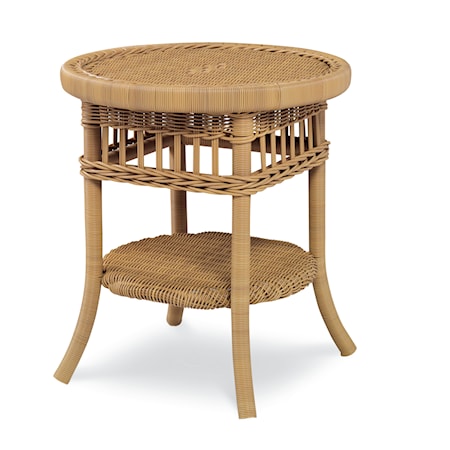 Outdoor Wicker Side Table W/ Tempered Glass