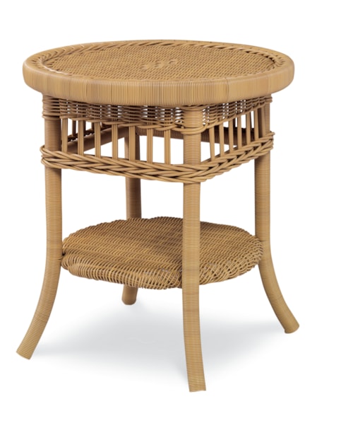 Mainland Wicker Side Table W/ Tempered Glass