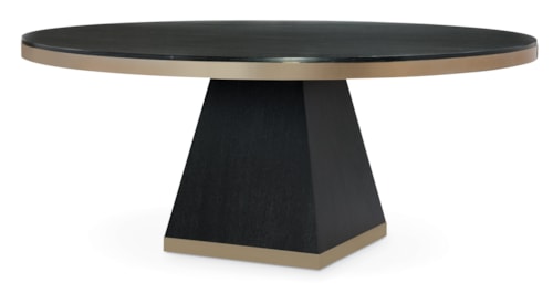 Contemporary 72" Round Dining Table with Pyramid Pedestal Base