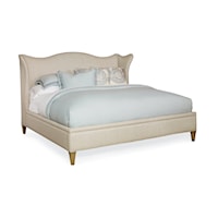 Monarch Transitional Queen Bed with Wing Headboard