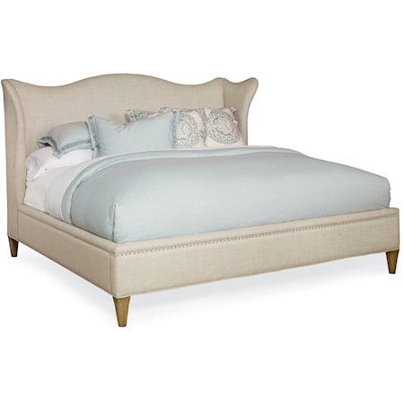 Monarch Transitional Queen Bed with Wing Headboard