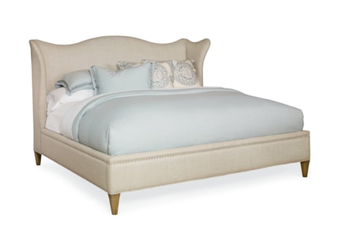Monarch Transitional King Bed with Wing Headboard