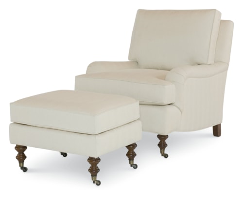 Transitional Smith Ottoman with Casters