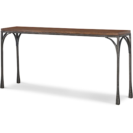 Flat Iron Rustic Industrial Console Table with Iron Legs