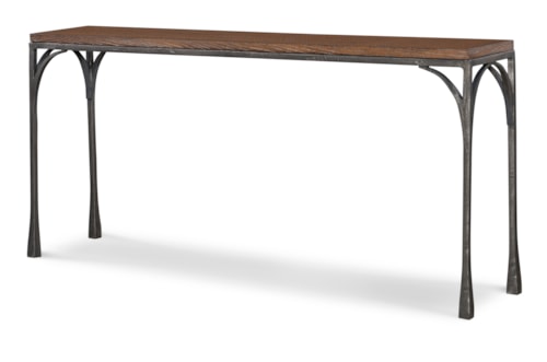 Flat Iron Rustic Industrial Console Table with Iron Legs