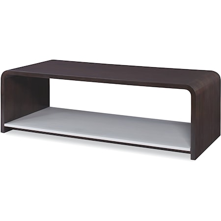 Contemporary Curved Edge Cocktail Table with Open Shelf