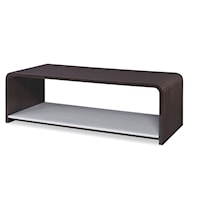Contemporary Curved Edge Cocktail Table with Open Shelf