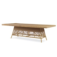 Mainland Wicker Rectangular Dining Table W/ Tempered Glass