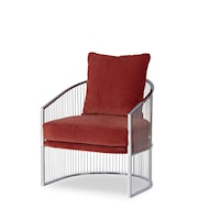 Ruffalo Contemporary Nickel Barrel Chair with Pillow