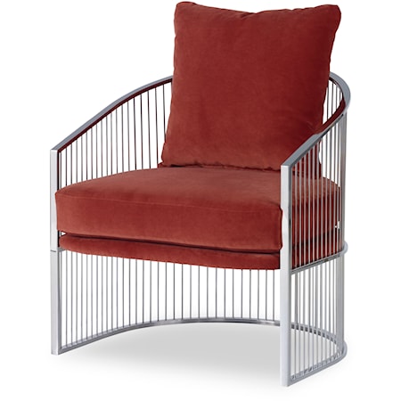 Ruffalo Contemporary Nickel Barrel Chair with Pillow
