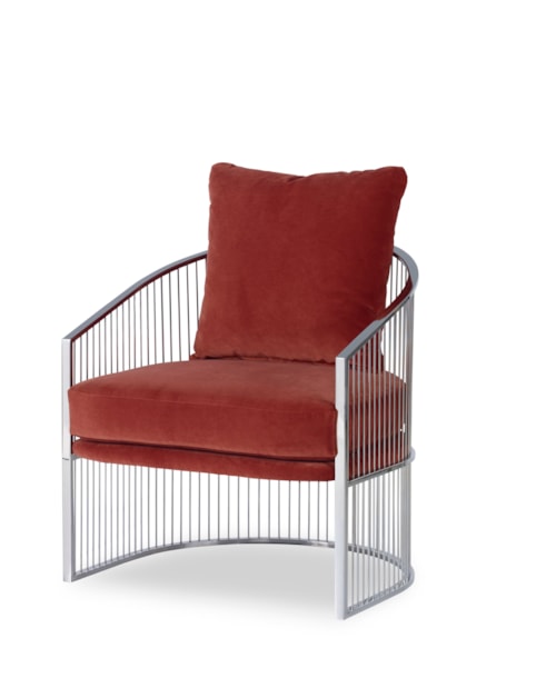 Ruffalo Contemporary Nickel Barrel Chair with Pillow