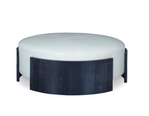 Lunar Contemporary Round Oak Ottoman