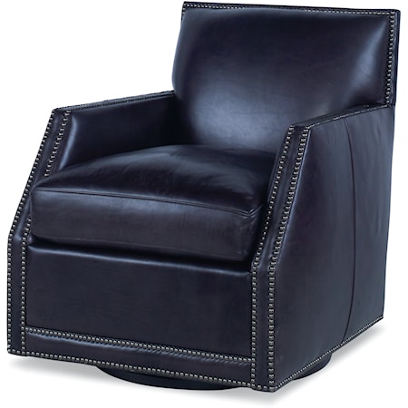 Bryson Transitional Swivel Accent Chair with Nailhead Trim