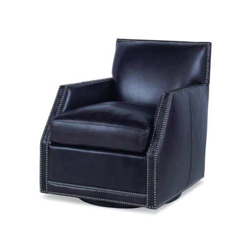 Bryson Transitional Swivel Accent Chair with Nailhead Trim