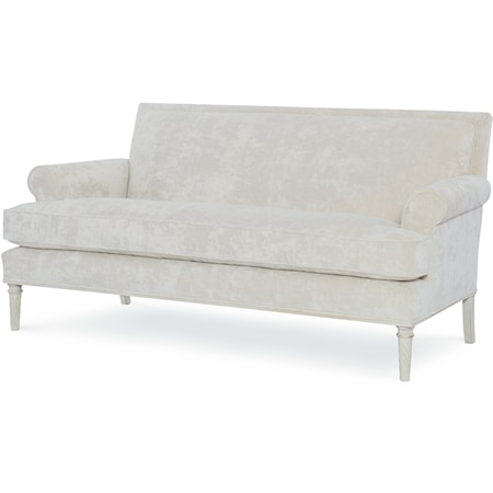 Transitional Petite Sofa with Decorative Turned Legs