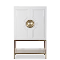 Contemporary White Bar Cabinet with Gold Accents