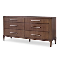 Contemporary 6-Drawer Dresser with Metal Hand Pulls
