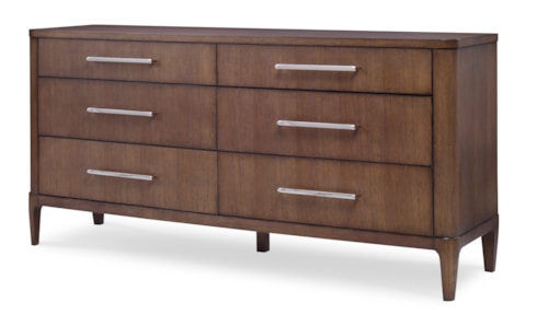 Contemporary 6-Drawer Dresser with Metal Hand Pulls