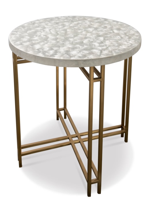 Carter Contemporary Accent Table with Brass Base