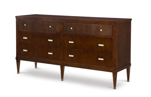 Oslo Mid-Century Modern 6-Drawer Dresser with Metal Bar Pulls
